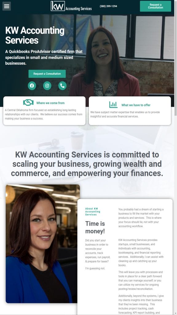 KW Accounting Services Website Design website screenshot